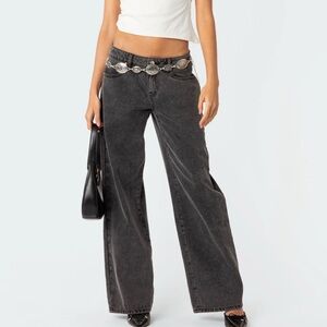 Women's Black low rise Wide-Leg Jeans